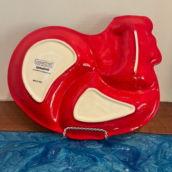 Fitz & Floyd Gourmet Homestead ROOSTER Divided Ceramic Serving Tray Platter - Picture 4 of 5